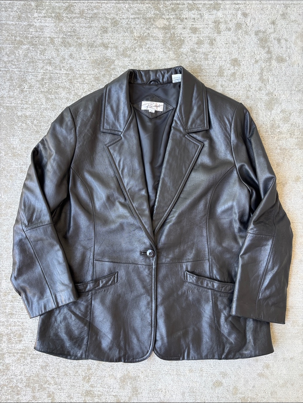 Ricardo Vintage Black Leather Women's Blazer Jacket - Single-Button - Picture 2 of 16
